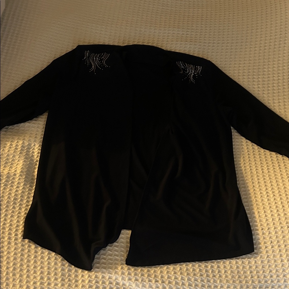 Elegant navy blue Open sleek Cardigan with Silver Accents